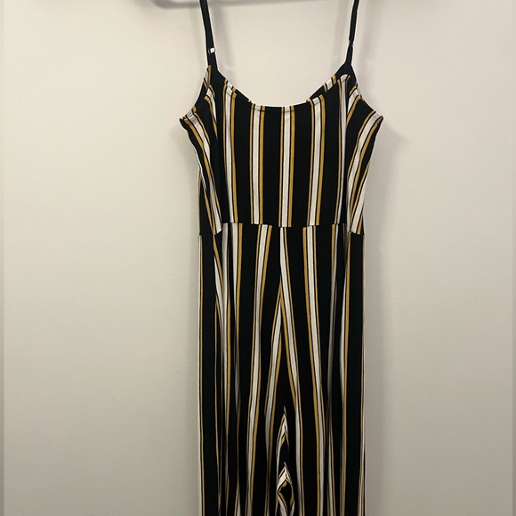 Black yellow white stripped pantsuit-jumpsuit - Picture 1 of 4